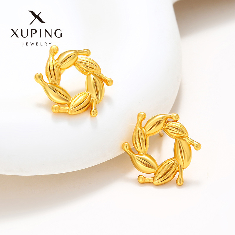 Pendientes de Botón Xuping, Modernos, Chapados en Oro, Simples, Versátiles, Exquisitos, Sin Circonitas, Joyería al por Mayor Transfronteriza