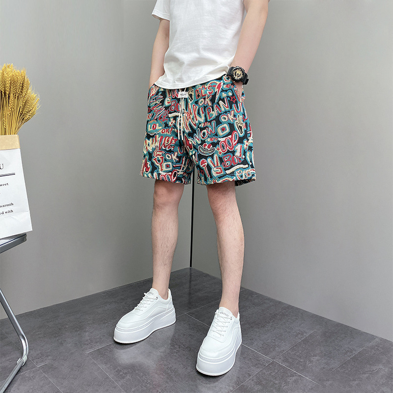 Men's Trendy Retro Style Color Block Sports Shorts Mid Length Casual Beach Outdoor Pants New Summer_viptrois.com