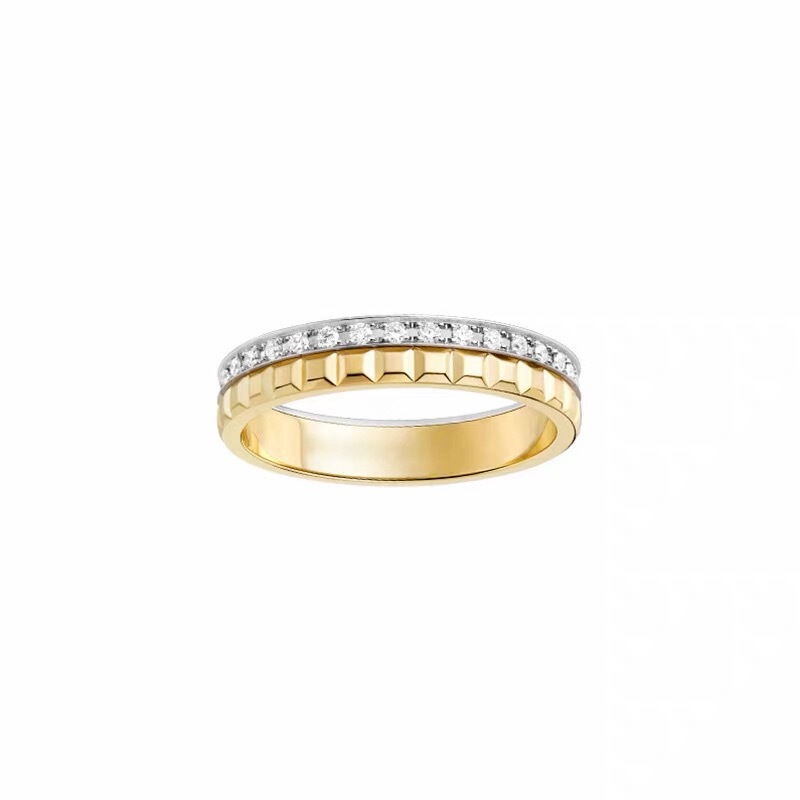 News Queen 2 Same Style Ring, Two-Tone Square Ring, Index Finger Tail Ring, Light Luxury High-End Feel, Adjustable Opening