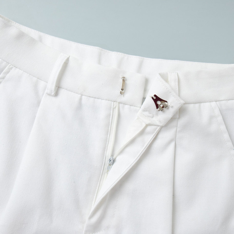 Bộ vest gile và quần short nữ chất liệu lanh cotton, áo khoét vai không tay, kiểu công sở — Màu mơ, Màu nâu đậm, Màu trắng, Màu xanh nước biển chi tiết 21