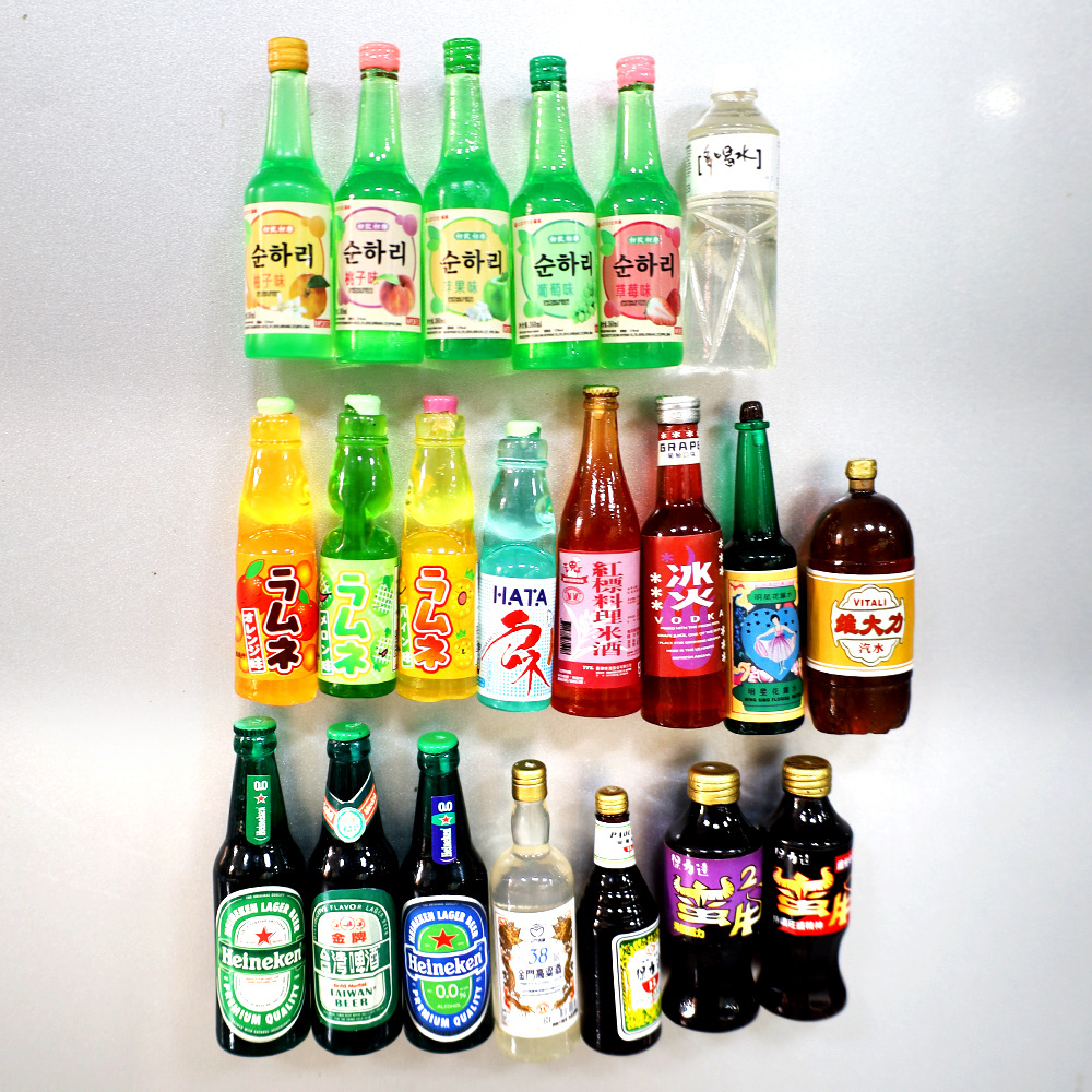 创意立体饮料瓶冰箱贴仿真树脂迷你啤酒韩国烧酒瓶子磁贴冰箱贴