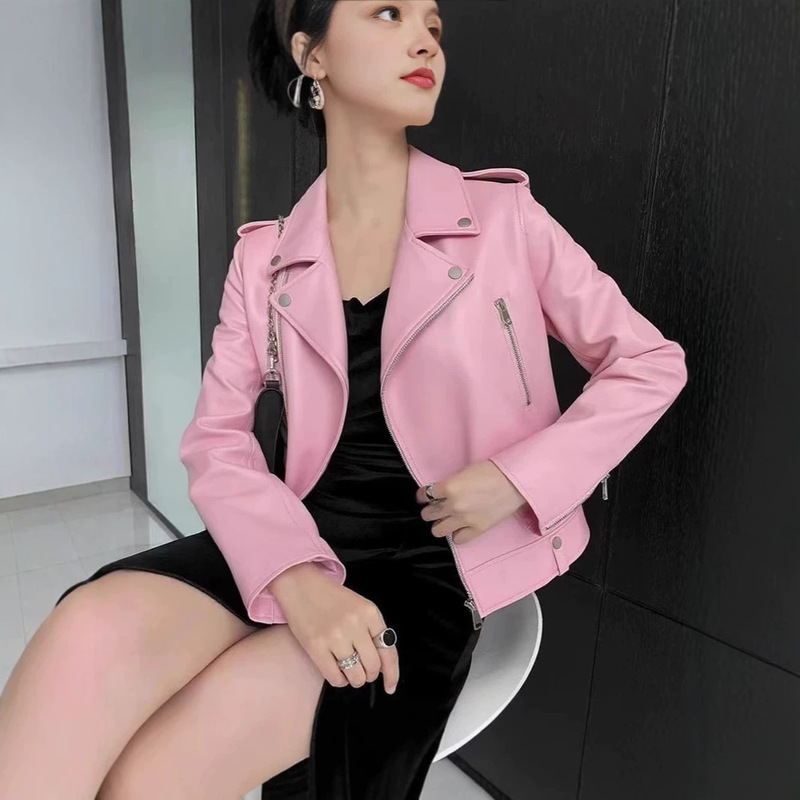 2026 Spring and Autumn New Korean Style Short Women's Pu Leather Jacket Plus Size Slim Fit Biker Jacket Small Leather Jacket 2026 Spring and Autumn New Korean Style Short Women's Pu Leather Jacket Plus Size Slim Fit Biker Jacket Small Leather Jacket