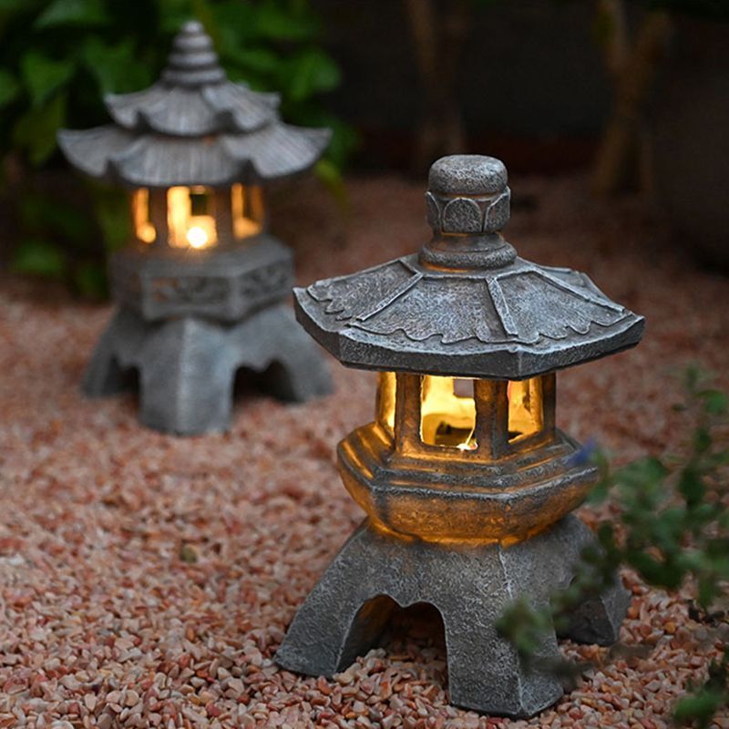 Chinese Antique Palace Lantern Solar Outdoor Courtyard Decoration Ornaments Garden Villa Balcony Floor Landscape Light