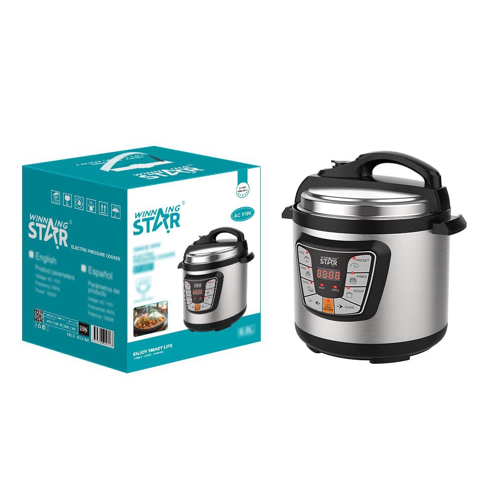 Winning Star Cross-Border American Standard Stainless Steel 6L Rice Cooker Soup Insulation Multi-Function Rice Cooker Electric Pressure Cooker