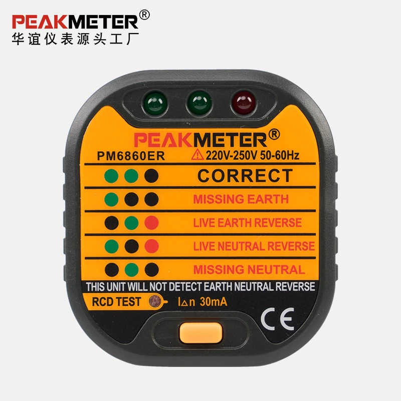 Huayi PEAKMETER Британский тестер розеток PM6860ER измеритель безопасности Обнаружение линии GFCIRCD тест