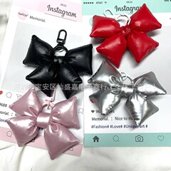 甘い立体リボンガールピンクシンプルな携帯電話ケース×デスクトップエアバッグペンダントトレンディなバッグ気質レザーペンダント