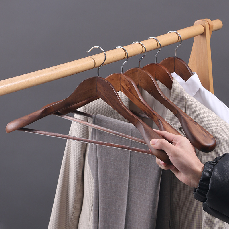 实木加肩衣架家用挂衣服架木质无痕衣挂衣撑西装大衣架服装店|undefined