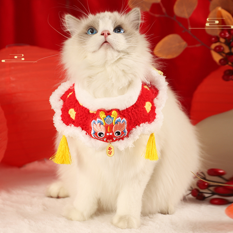 고양이 옷 새해 스카프 가을과 겨울 고양이 새끼 고양이 애완 동물 강아지 강아지 겨울 축제 크리스마스 스카프 목걸이