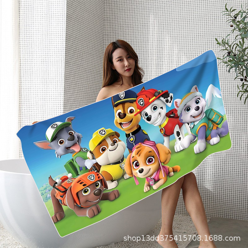 Cross-Border Hot-Selling Microfiber Beach Towel with Digital Printing Paw Patrol Quick-Drying Bath Towel Custom Beach Towel with Your Own Design