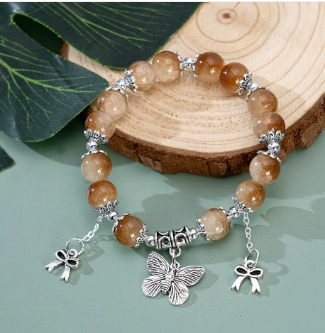 Jade Butterfly Double Tassel Bracelet #SZ481