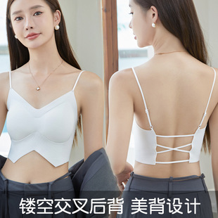 Ice Silk Thread Large Backless Beautiful Back Underwear Thin No Steel Ring Sexy Top-up Push-up Spring and Summer Camisole Chest Wrapping Vest