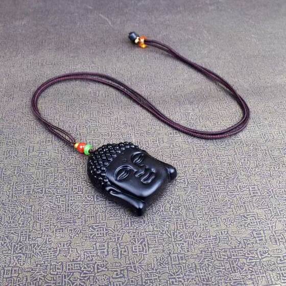Fine imitation obsidian Buddha head high-grade frosted Buddha necklace pendant wholesale