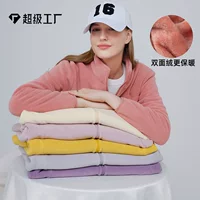 Двусторонняя бархатная флисовая куртка для занятий спортом на открытом воздухе для мужчин, теплый кардиган с воротником-стойкой, утолщенная флисовая куртка для женщин, осень и зима
