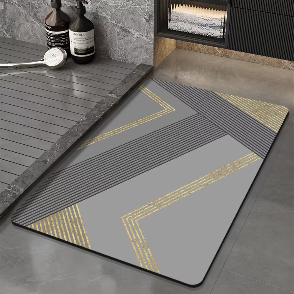 Простые коврики для ванной комнаты из диатомовой грязи для домашнего использования, устойчивые к пятнам, износостойкие, легко чистящиеся, пыленепроницаемые и водопоглощающие декоративные коврики для пола.