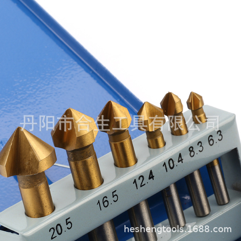 90 grados de tres hojas Chapado en titanio de molienda completa cuchillo de biselado de oro escariando desbarbado taladro de la máquina de biselado taladro de carpintería