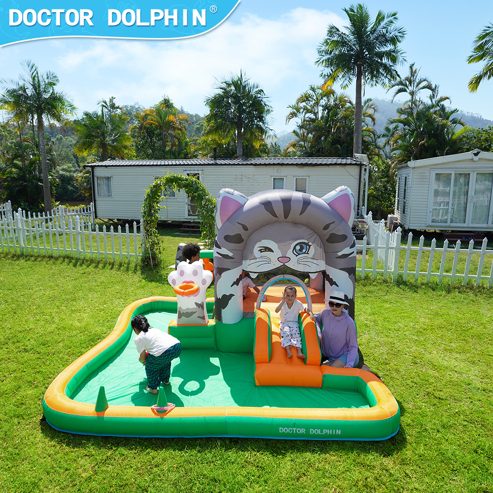 Doctor Dolphin | Castillo inflable infantil interior y exterior para niños pequeña cama de salto inflable para niños gatito cama de salto para niños Castillo
