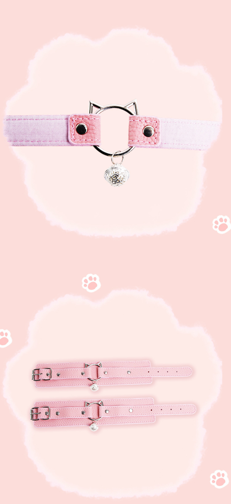 Sweetheart Cat Five-Piece Bondage Set with Handcuffs, Ball Gag, Whip, Nipple Clamps and Low-Temperature Candle — detail image 15
