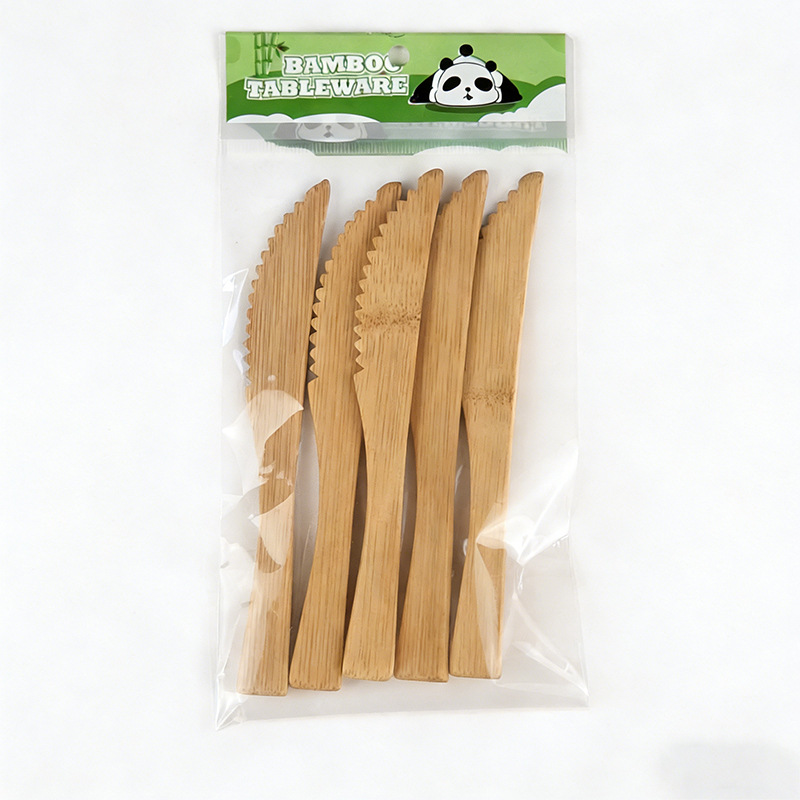 Cuchillos de bambú cuchillos de bambú cepillo de dientes cuchillos de comida occidental cuchillos de bambú cucharas portátiles fábrica al por mayor
