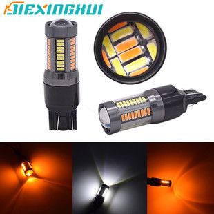 Cross-border selling white and yellow double color daytime running lights 3157 7440 4014 66SMD highlight decoding driving turn signal