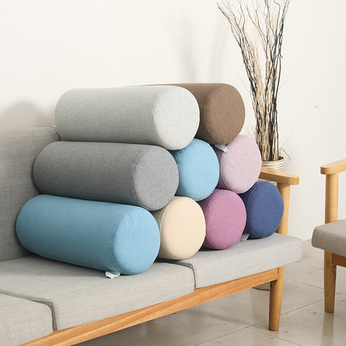 5YA1 sofa headrest, waist pillow, round pillow, long waist-protecting sponge cushion, elevated living room solid color pillow, sofa cushion