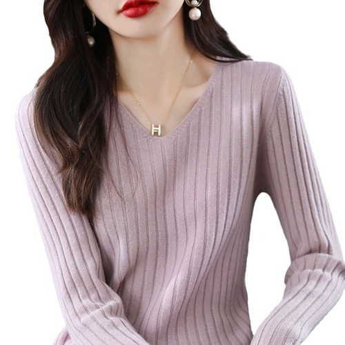 [Spring & Autumn Hot Sale] Autumn/Winter V-Neck Pullover Long-Sleeve Knitted Base Layer Women's Sweater – Versatile Innerwear Top