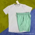 Crystal Stripe Set White + D218 Green Shorts