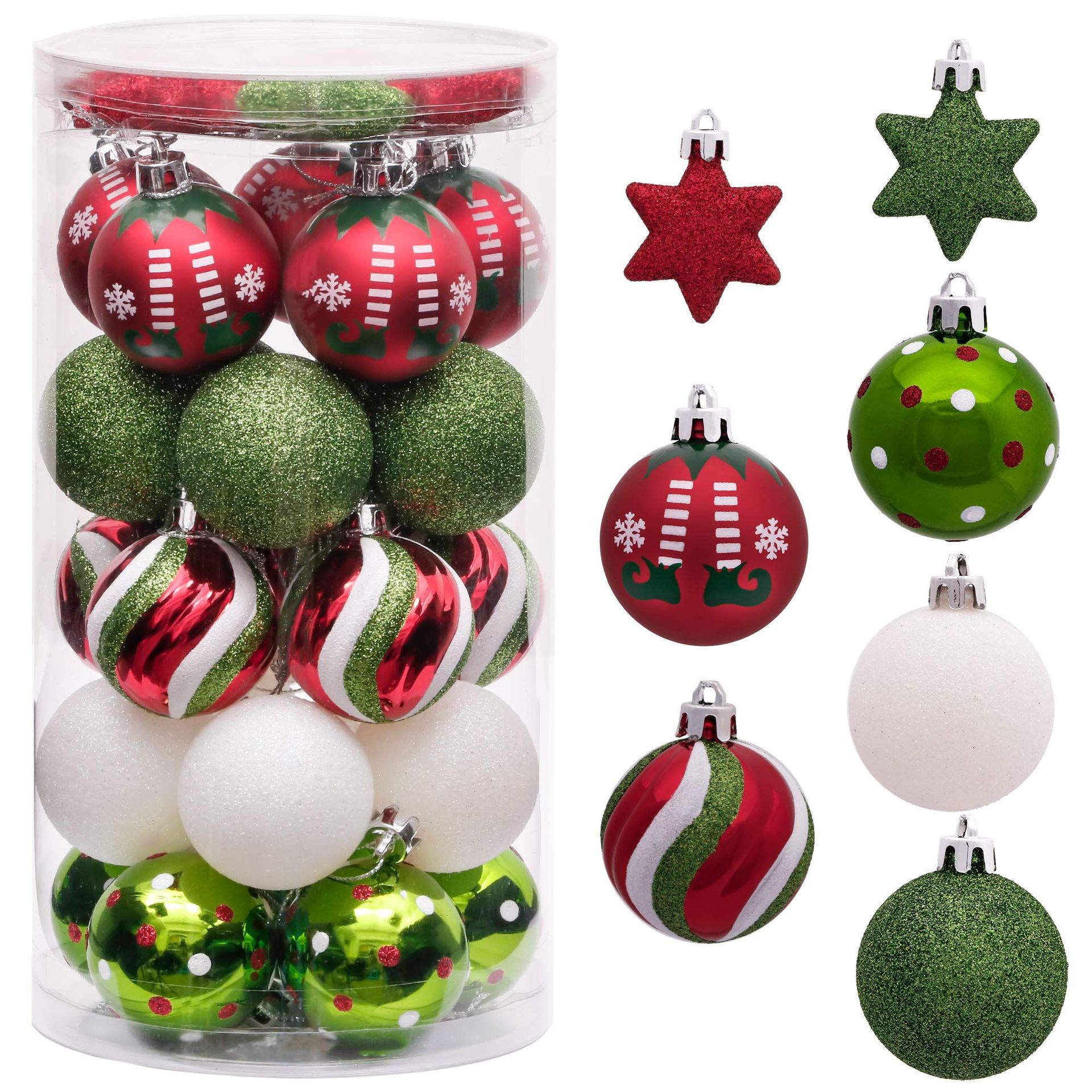 6CM30PCS pintado plástico galvanizado set de Navidad Navidad árbol de Navidad fiesta en fila bola decorativa