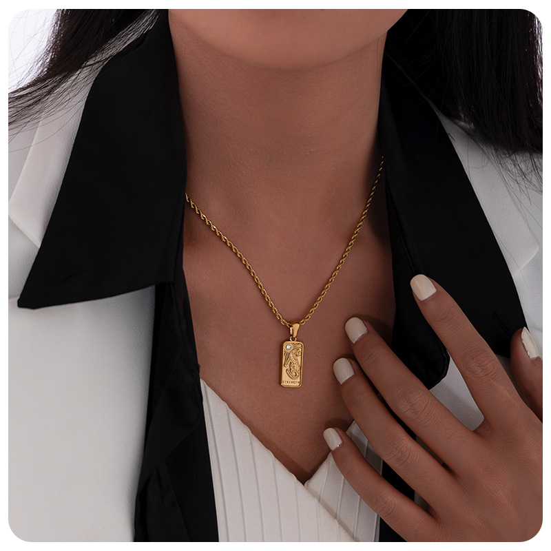 Collar de tarot de moda de mujer de 18k colgante de piedra de diamante de lujo ligero popular inns cadena de suéter cadena clavícula