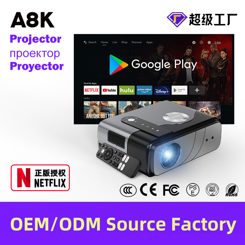Foreign Trade Projector, Home Use Ultra-High-Definition Small Portable Projector, Cross-Border Amazon Google Projector