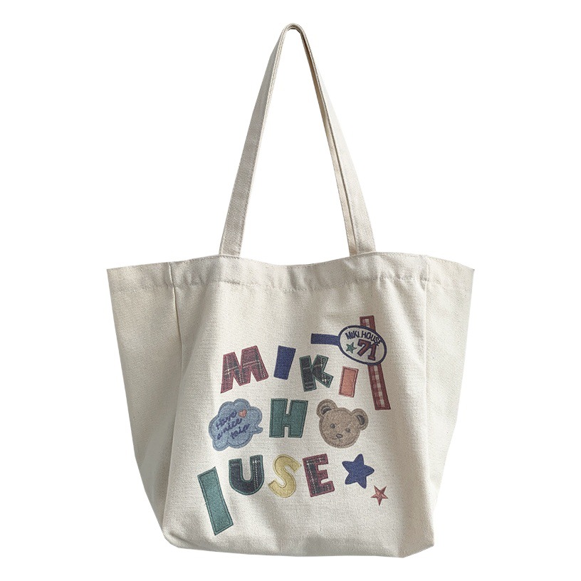 Bolsa de lona de gran capacidad de hombro de Las Mujeres bolsa de mano portátil estudiante clase libro de carga lindo bolsa de lona bolsa de compras al por mayor