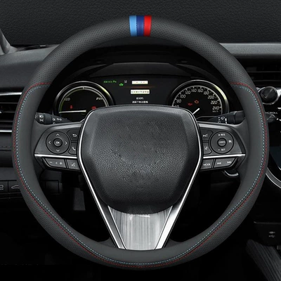 cover non-slip sweat-absorbent ultra-thin steering Steering wheel cover - a-round-pinhole-nappa-double-line-three-colors-38cm