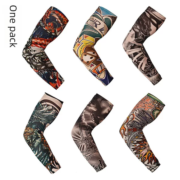 Flower Arm Tattoo Sleeve Seamless Outdoor Riding Tattoo Sun Protection Sleeve Riding Tattoo Sleeve Optional Color