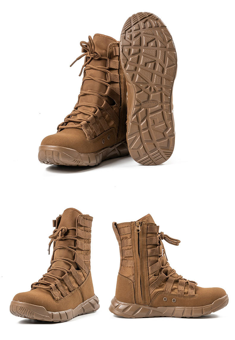 New high-top combat boots Green desert boots Brown boots Light combat boots Training boots_voghion.com