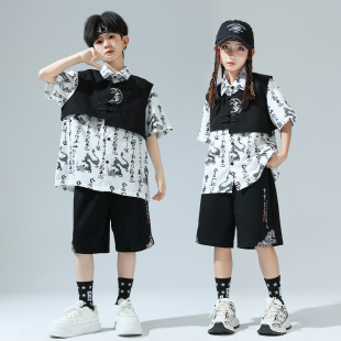 Children's Children's Chinese Style Street Dance Costume Girls Jazz Dance Costume Boys Hip Hop Hiphop Personality suit