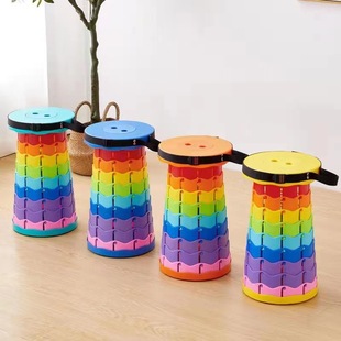 Internet celebrity retractable stool wholesale outdoor rainbow folding stool wholesale portable chair fishing stool plastic stool