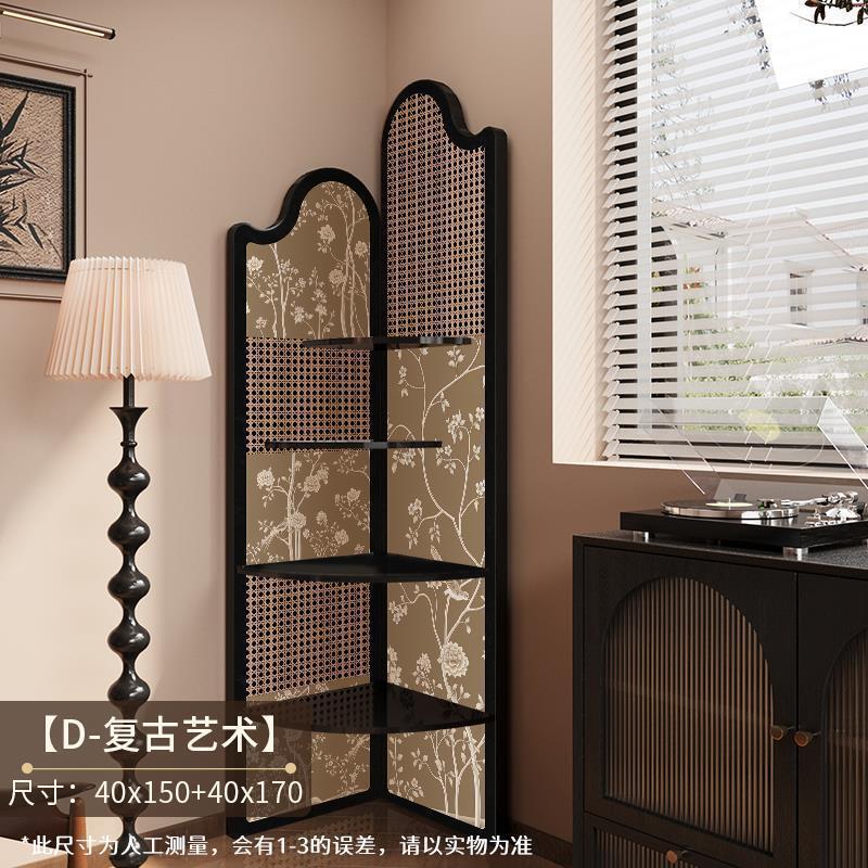 中古风转角置物架客厅角落展示架卧室拐角家用多功能收纳架其它|undefined