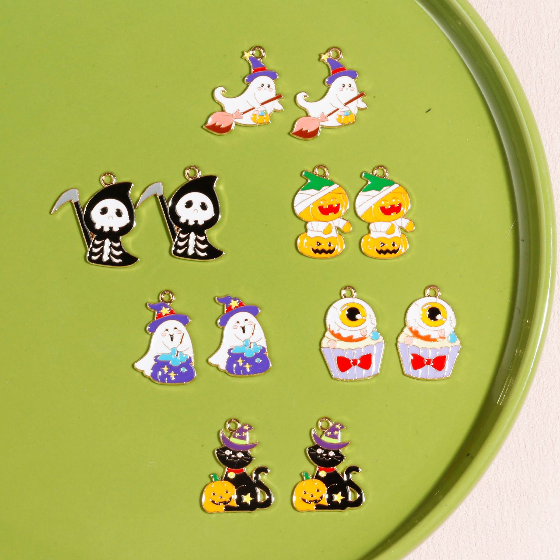 Halloween series ghost pumpkin broom witch pendant alloy accessories keychain necklace bracelet