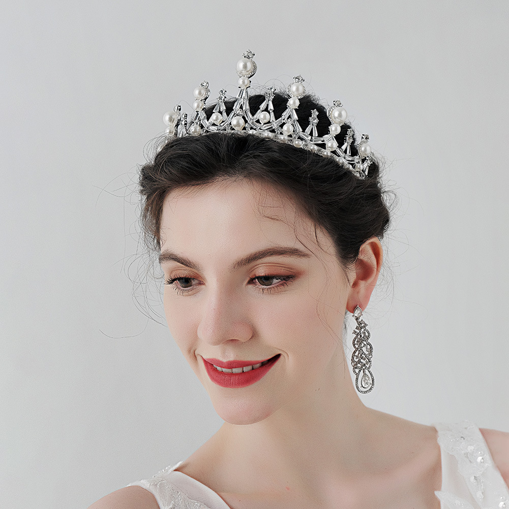 Bridal Crown Retro Baroque Headdress European And American Wedding Jewelry Wedding Dress Crown Headband Rhinestone Pearl Crown