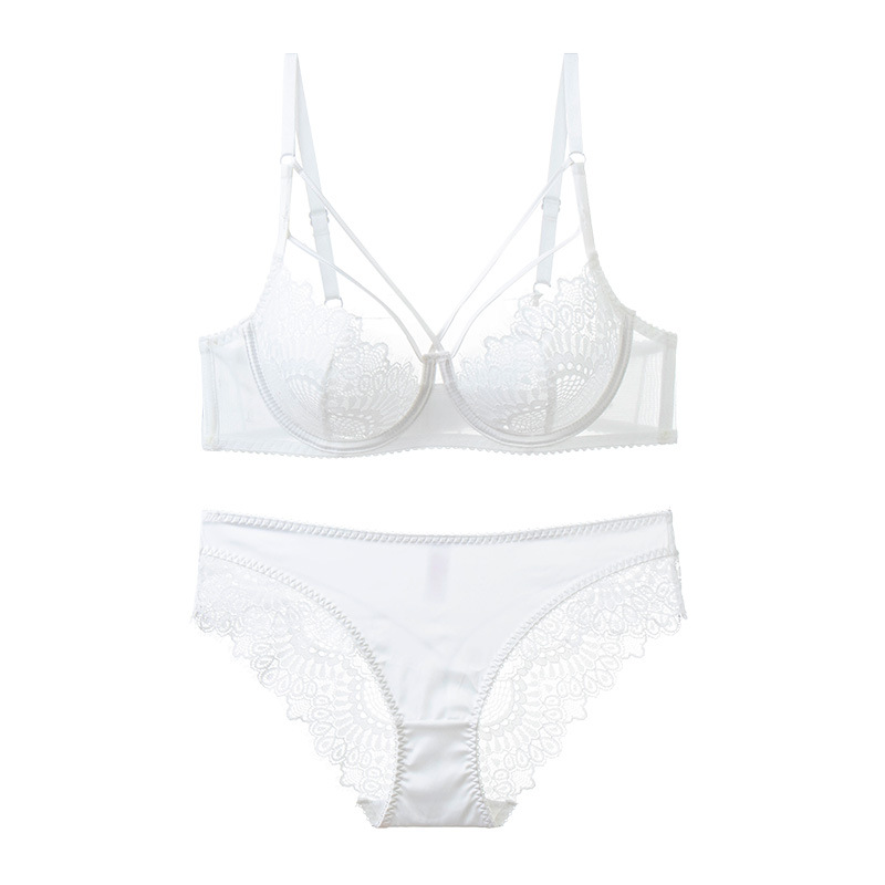 Nouveau soutien-gorge en dentelle, ensemble de lingerie sexy surdimensionné pour femmes, grande poitrine, petit soutien-gorge transparent ultra-mince_voghion.com