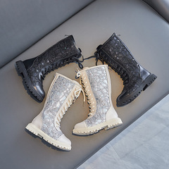 Girls' single boots 2024 autumn and winter new children's sequined princess high boots Korean style girls' fashion non-slip boots