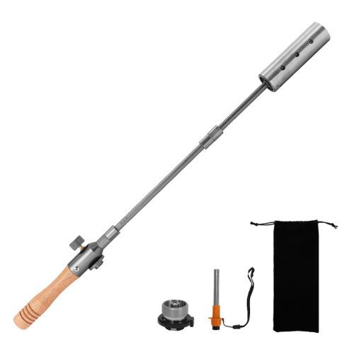 Outdoor camping extended flame gun stainless steel spray gun burning pig hair camping straight handle handheld detachable igniter