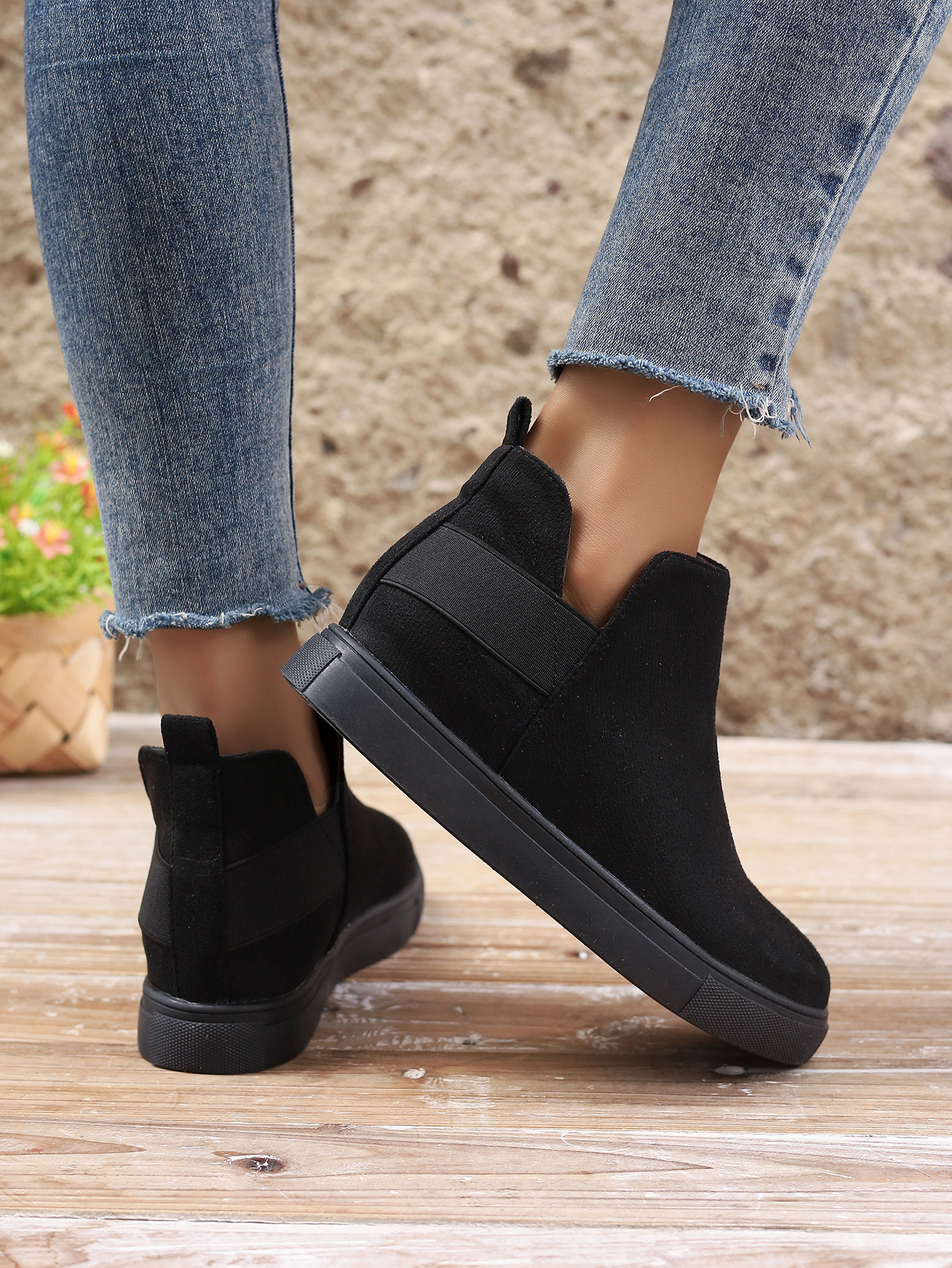 Large size women's shoes flat inside increase elastic casual sports shoes flat single shoes_voghion.com