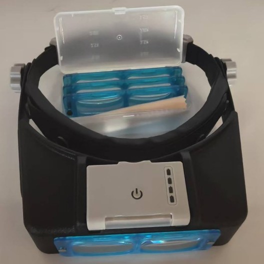 81007BC4LED照明头盔型MicroUSB充电电量指示灯高清头戴式放大镜