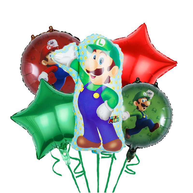 Transfronterizo Mario modelado de globos de aluminio Mario tema juego de cumpleaños diseño de juguete decoración del partido papel de aluminio