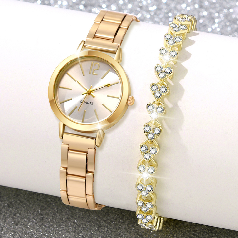 Reloj de mujer correa de acero temperamento reloj de pulsera de moda simple moda reloj de cuarzo conjunto de pulsera image 21