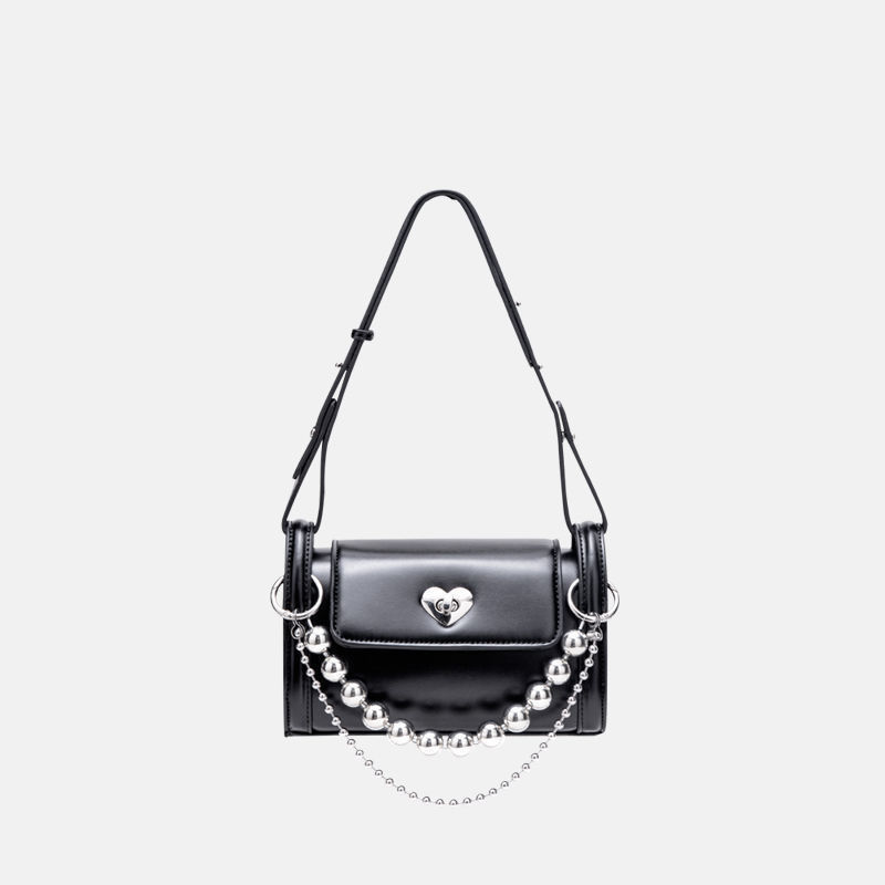 Borsa a tracolla singola da donna dal design unico, con catena in metallo e chiusura a cuore, stile europeo e americano._voghion.com