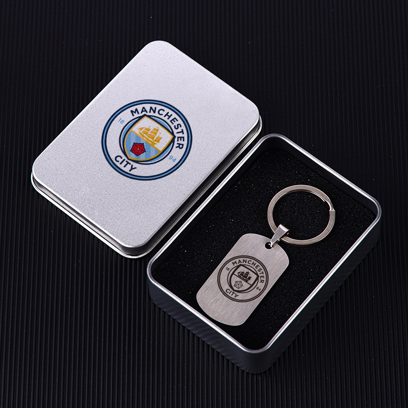 Club de fútbol insignia llavero Barcelona Real Madrid Manchester United AC Milan equipo militar tarjeta caja regalo