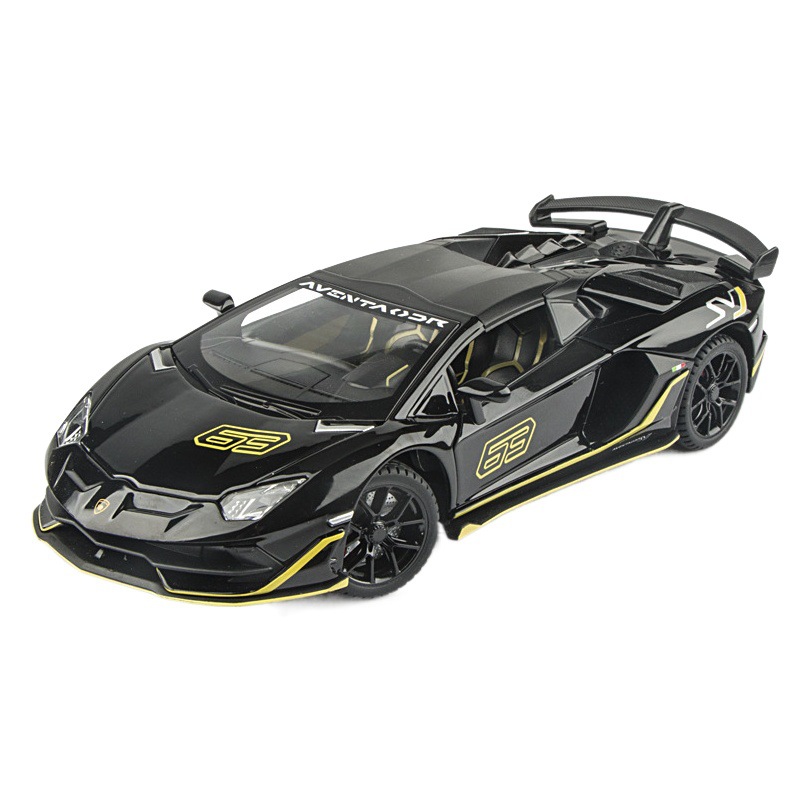 Modelo de coche de aleación fundida a presión a escala 1:24 con ventanas funcionales, sonido y luz, suspensión en las cuatro ruedas, modelo de coche de juguete para niños.