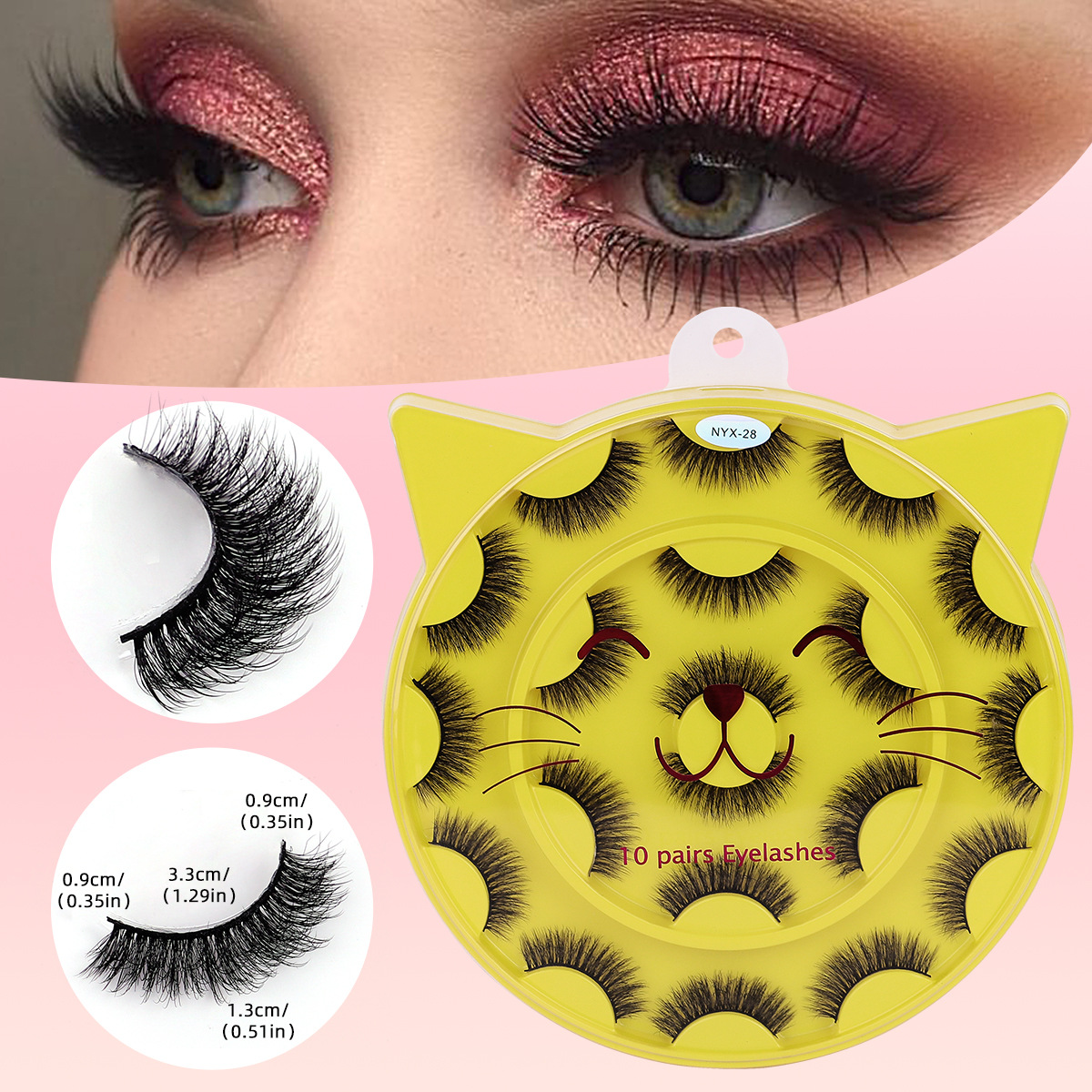 10 pares de pestañas postizas tridimensionales de tallo duro, estilo europeo y americano, pestañas en racimo completas y densas, pestañas postizas de una sola pieza para maquillaje de escenario para maquilladores.