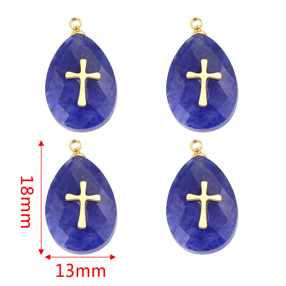 Europa y América Piedra Natural Rosa cristal turquesa Acero inoxidable titanio acero cuadrado pequeño colgante DIY joyería collar Accesorios